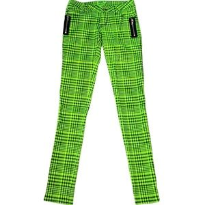 2/$40 Authentic Tripp NYC Plaid Skater High-lighter Neon Green Pants